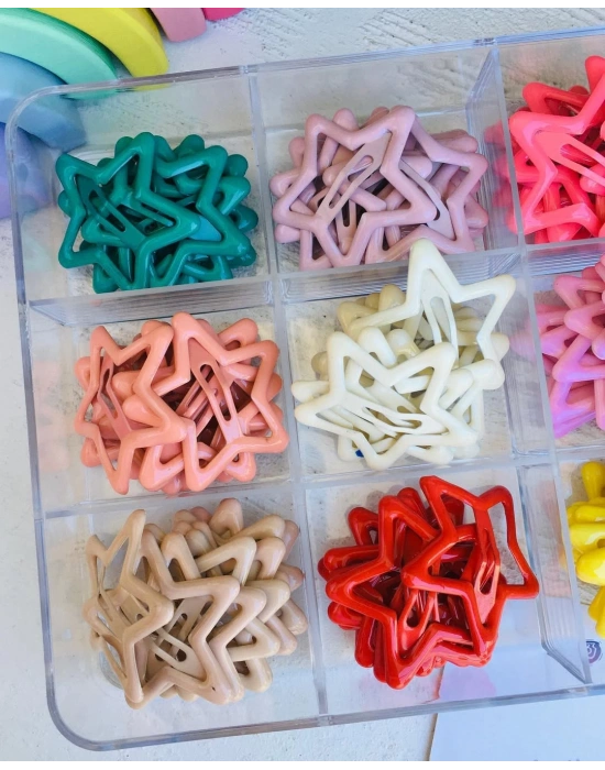 Rengarenk Orta Boy Yıldızlı Çıtçıt Tokalar