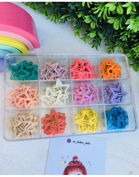 Rengarenk Orta Boy Yıldızlı Çıtçıt Tokalar