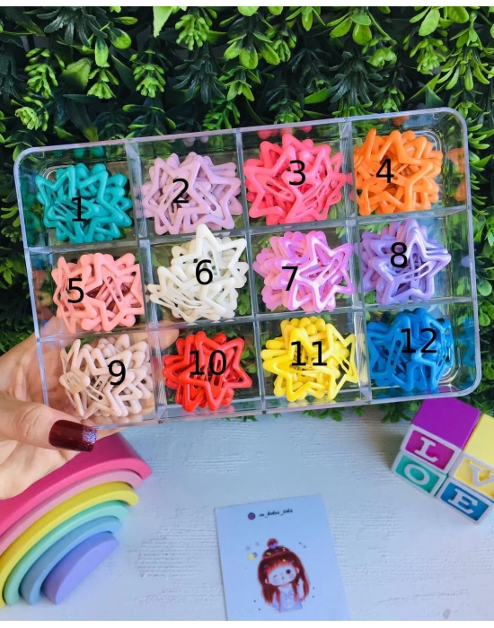 Rengarenk Orta Boy Yıldızlı Çıtçıt Tokalar