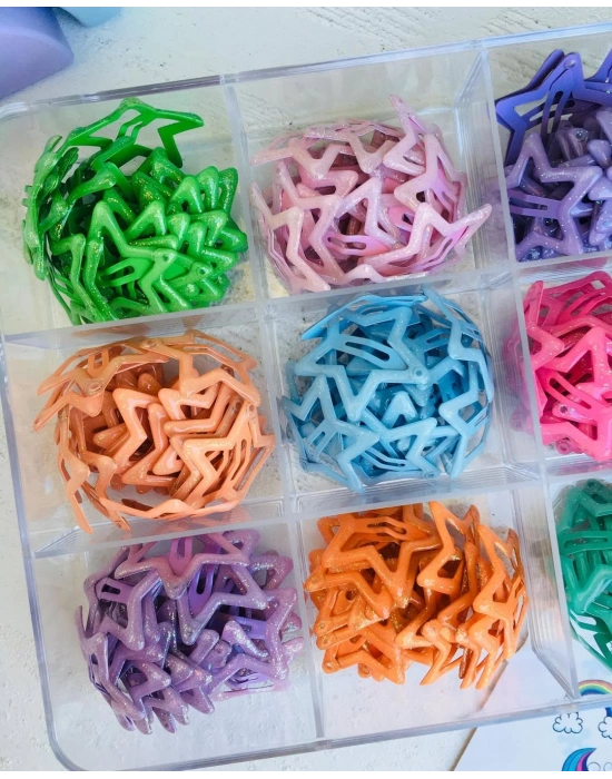 Rengarenk Yıldızlı Çıtçıt Tokalar