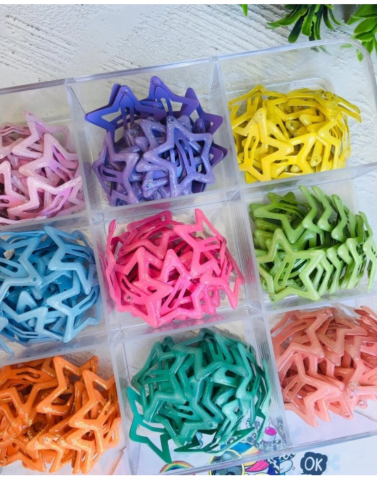 Rengarenk Yıldızlı Çıtçıt Tokalar