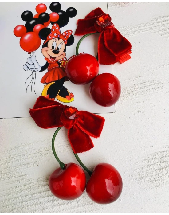 Taş Detaylı Kadife Kiraz Prens Toka