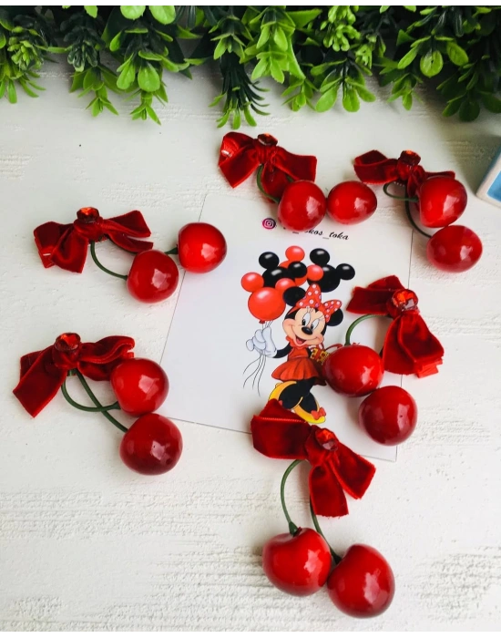 Taş Detaylı Kadife Kiraz Prens Toka