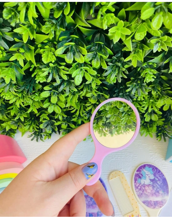 Unicorn Desenli Aynalı Tarak