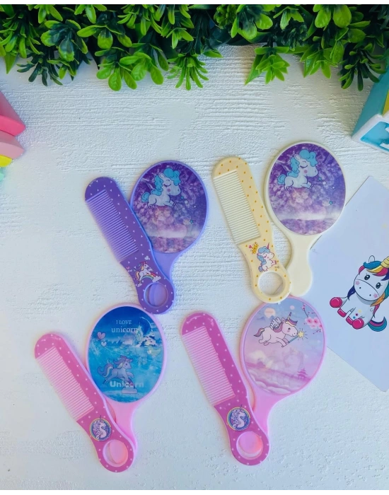 Unicorn Desenli Aynalı Tarak