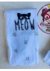 Kedi Ve Simli Pati Detaylı Külotlu Çorap