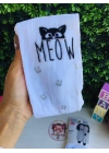 Kedi Ve Simli Pati Detaylı Külotlu Çorap