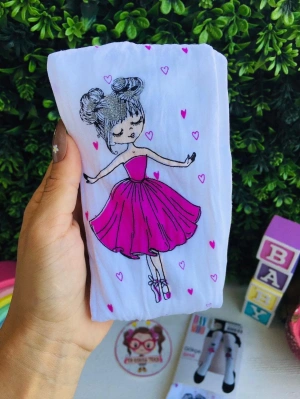 Balerin Kız Ve Kalp Detaylı Külotlu Çorap