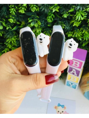 Beyaz Ayıcıklı 3D Dijital Saat