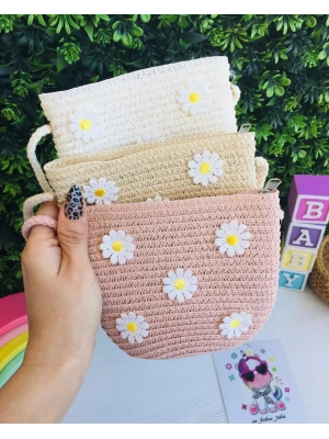 Çiçekli Hasır Çanta