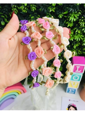 İnci Detaylı Çiçekli Taç