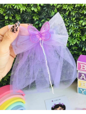 Kelebek Detaylı Tüllü Kuyruklu Toka