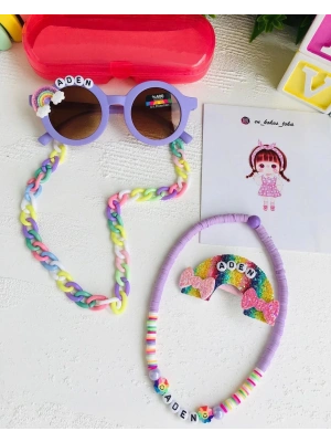 Kişiye Özel İsimli Gözlük Kolye ve Zincir Seti