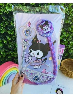 Kuromi Örgü Saç-Asa Seti-Taç