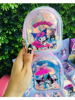 Kuromi Parlak Fermuarlı Sulu Anahtarlık Cüzdan