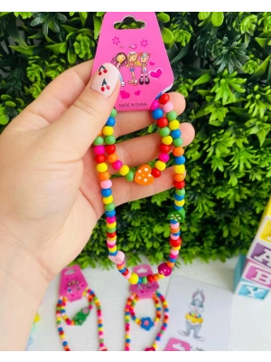 Rengarenk Ahşap Kolye Bileklik Setleri