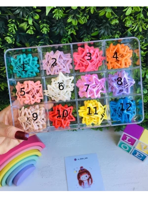 Rengarenk Orta Boy Yıldızlı Çıtçıt Tokalar