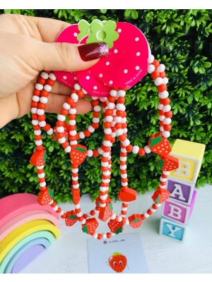 Tahta Boncuk Çilek Kolye