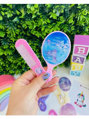 Unicorn Desenli Aynalı Tarak