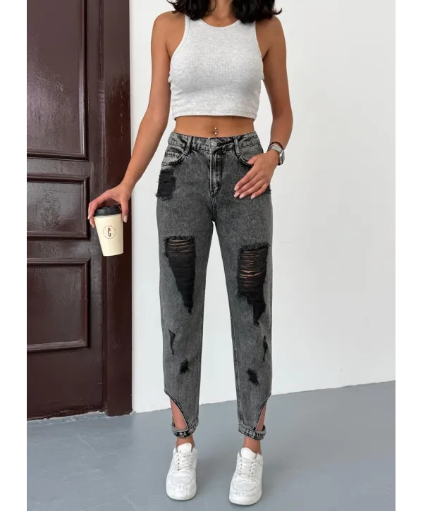 Yırtık Desenli Mom