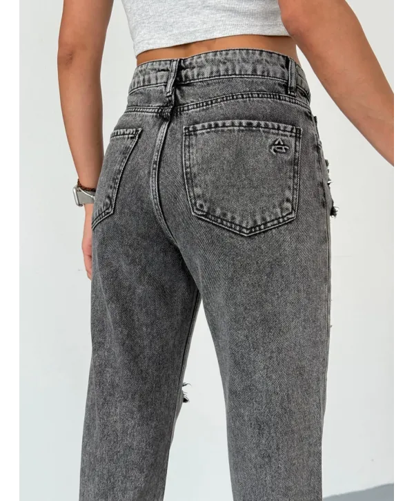 Yırtık Desenli Mom