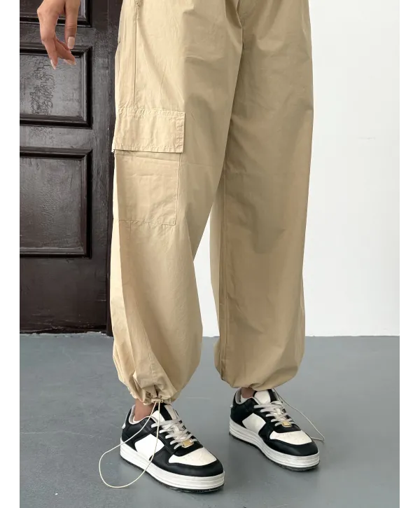 Bej Paraşüt Pantolon