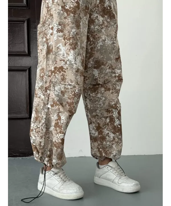 Pileli Kamuflaj Paraşüt Pantolon