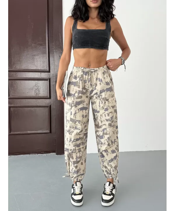 Kargo Kamuflaj Paraşüt Pantolon