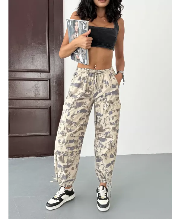Kargo Kamuflaj Paraşüt Pantolon