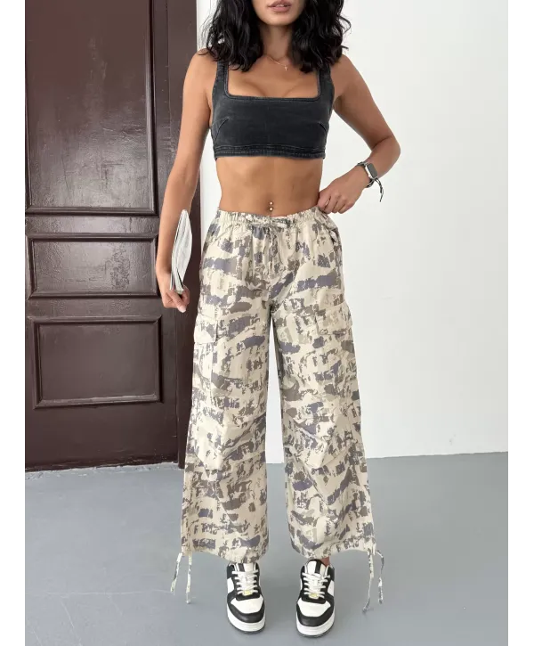 Kargo Kamuflaj Paraşüt Pantolon