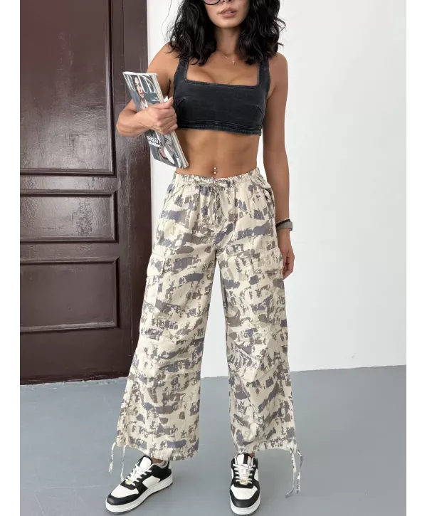 Kargo Kamuflaj Paraşüt Pantolon