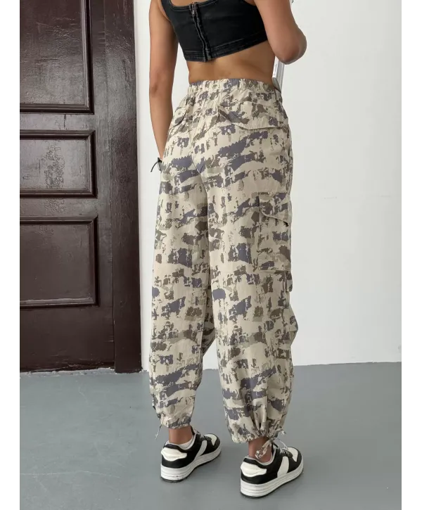 Kargo Kamuflaj Paraşüt Pantolon