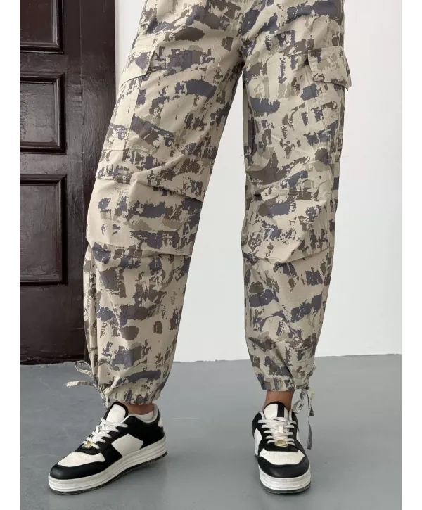 Kargo Kamuflaj Paraşüt Pantolon
