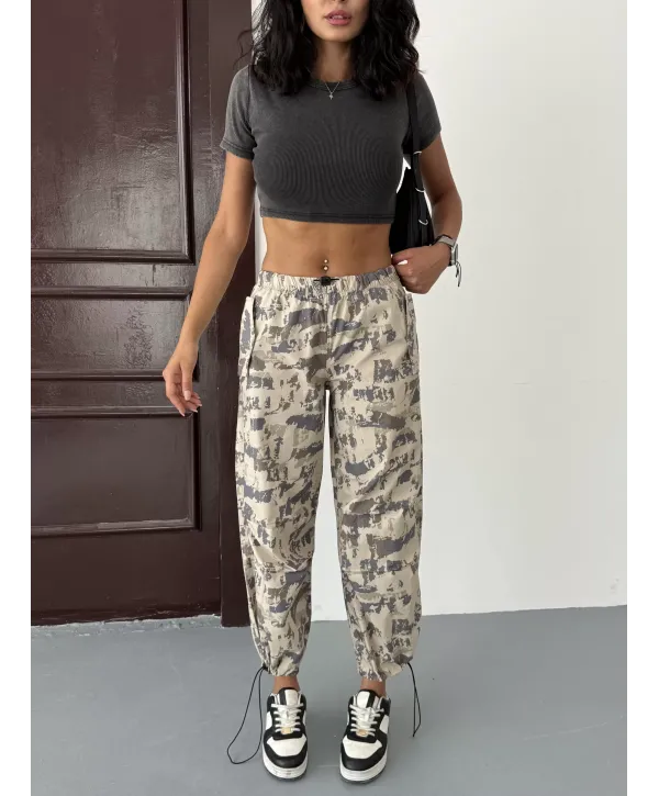 Yandan Cepli Kamuflaj Paraşüt Pantolon