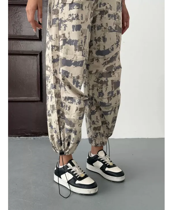 Yandan Cepli Kamuflaj Paraşüt Pantolon