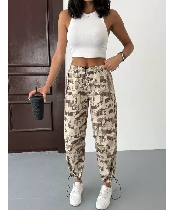 Yandan Cepli Kamuflaj Paraşüt Pantolon