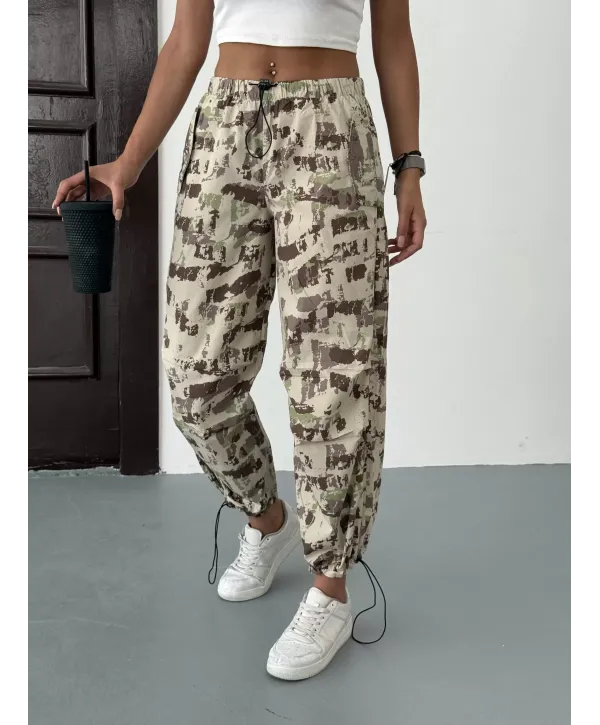 Yandan Cepli Kamuflaj Paraşüt Pantolon