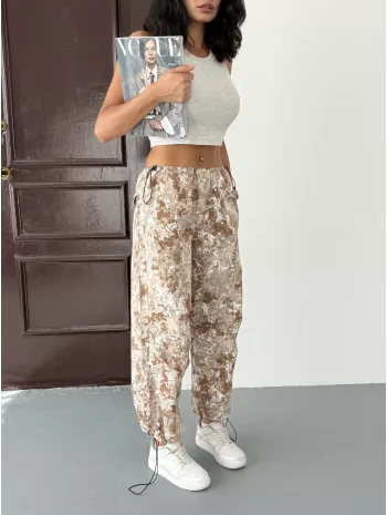 Pileli Kamuflaj Paraşüt Pantolon