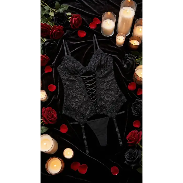 Noire Majeste Extended Lace Garter Jartiyer Takım DM1251