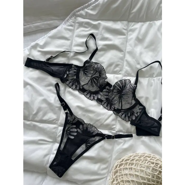Fleur Noire Dantel Transparan Bralet Sütyen Takımı DM1373