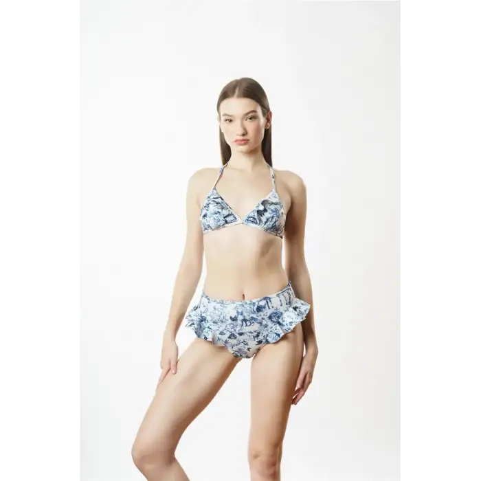 İmprimé Blanc Üçgen Bikini Takımı- DM1984