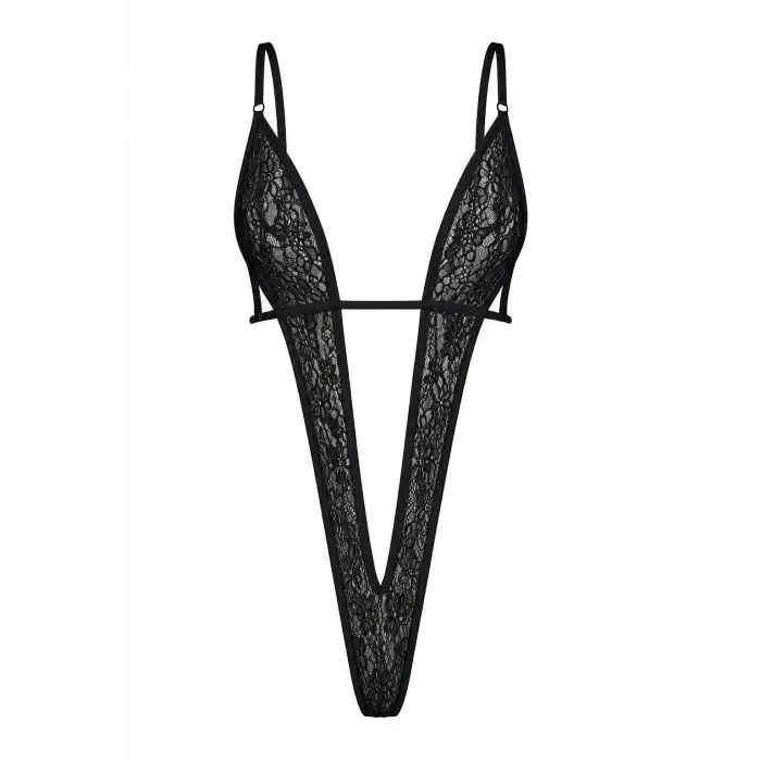 Noire Transparan Deep V Bodysuit DM8130