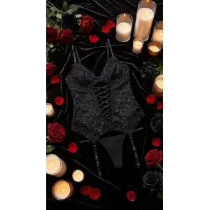 Noire Majeste Extended Lace Garter Jartiyer Takım DM1251