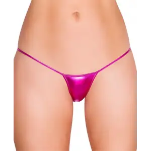 D Lingerie Fuşya Deri Görünümlü Tanga DM1113