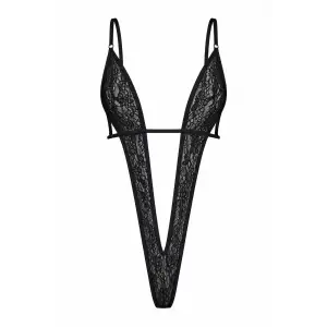 Noire Transparan Deep V Bodysuit DM8130