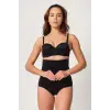 Dikişsiz Yüksek Bel Silikon Bantlı Slip Korse- Siyah DM06S