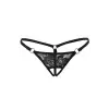 D Lingerie Siyah Dantelli Özel Bölgesi Açık G-String DM1167