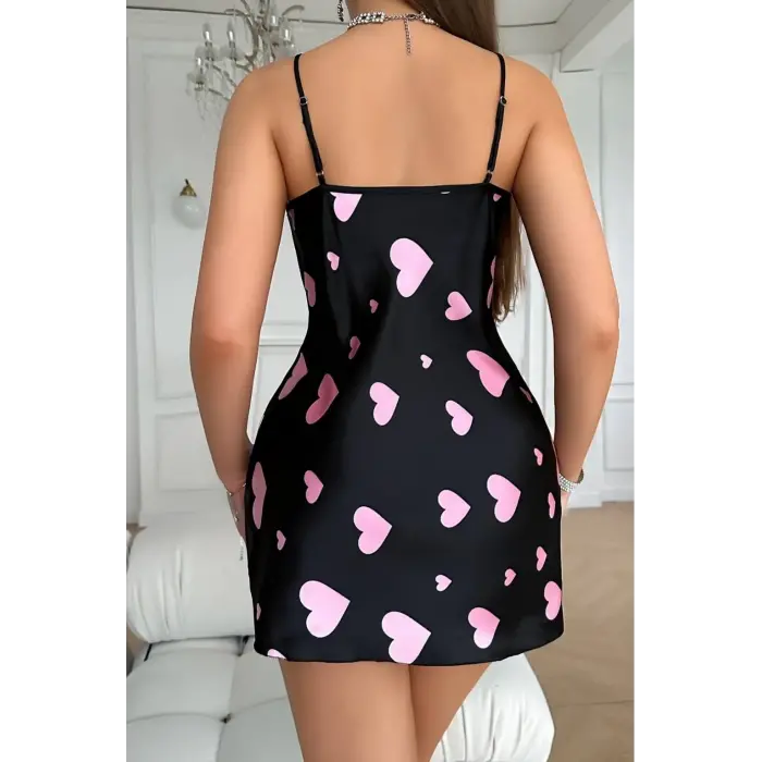 Noire Coeur Satin Askılı Gecelik DM1336