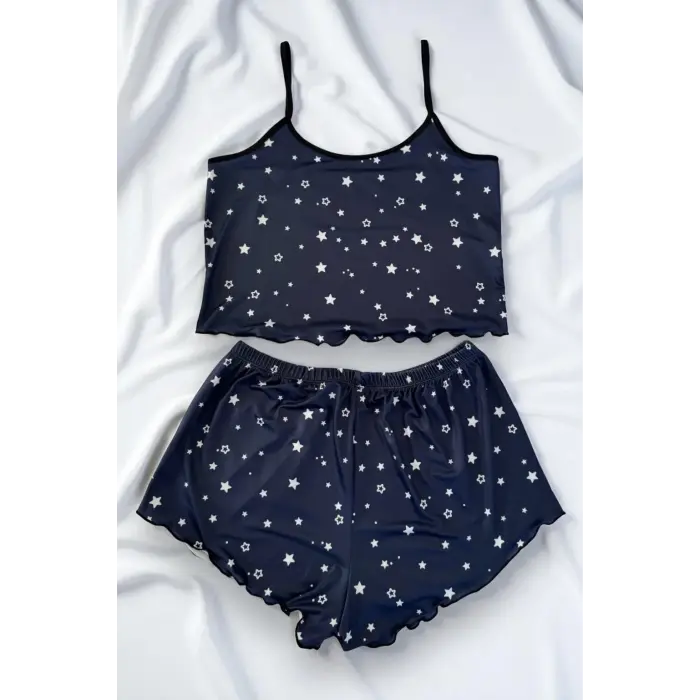 Bleu Marine Etoile Askılı Pijama Seti DM1356