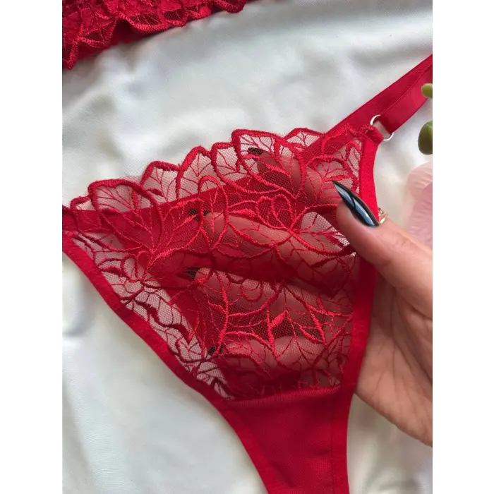 Rouge  Dantel Transparan Bralet Sütyen Takım DM1366
